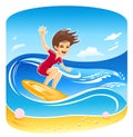 Girl Surfer Vector Royalty Free Stock Photo