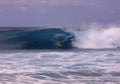 Girl surfing a big wave Royalty Free Stock Photo