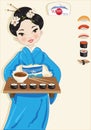 Girl with sushi