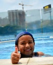 Girl in the swimming pool.