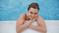 Girl after swimming posing in the pool. Royalty Free Stock Photo