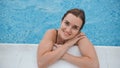 Girl after swimming posing in the pool. Royalty Free Stock Photo