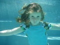 Girl swimming underwater