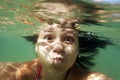 Girl swimming underwater Royalty Free Stock Photo