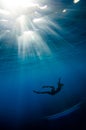 Girl swimming underwater Royalty Free Stock Photo