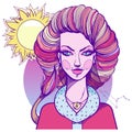 Girl symbolizes the zodiac sign Leo. Pastel goth portrait Royalty Free Stock Photo