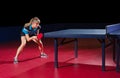 Girl table tennis player isolated