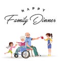 Girl takes care of grandmother and grandfather Royalty Free Stock Photo