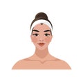 The girl takes care of her face and use skin cleansers. Skin care procedures icon. The concept of facial cleansing, mask Royalty Free Stock Photo