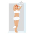 Girl takes a shower on a white background. vector flat. rest and hygiene.
