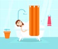 Girl taking bath. Vector flat illustration Royalty Free Stock Photo
