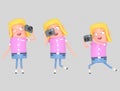 Girl taking a photo. 3d illustration,.