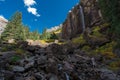 Girl taking picture of Bridal Veil Falls Telluride Colorado USA Royalty Free Stock Photo