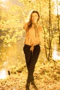 Girl taking walk near river