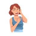 Girl Talking on Phone, Happy Young Woman Using Smartphone in Friendly or Family Telephone Communication Cartoon Vector Royalty Free Stock Photo