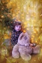 Girl with teddy bear Royalty Free Stock Photo