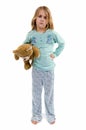 Angry girl in pajamas with teddybear