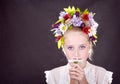 Girl or teen with flowers in hair