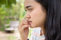 Girl teen nervous anxious feeling bad and nail biting Royalty Free Stock Photo