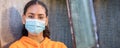 African American female young woman wearing face mask in Coronavirus COVID-19 Pandemic Royalty Free Stock Photo