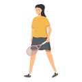 Girl tennis player icon cartoon vector. Sport court Royalty Free Stock Photo