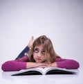 Girl thinking about what she studied Royalty Free Stock Photo