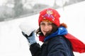 Girl throwing snowball