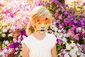 Girl with tiger face painting Royalty Free Stock Photo