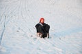 Girl on toboggan