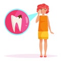 Girl with a toothache. Vector