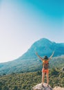 Girl at the top of the mountain Royalty Free Stock Photo