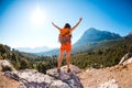 Girl at the top of the mountain Royalty Free Stock Photo