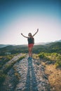 Girl at the top of the mountain. Royalty Free Stock Photo
