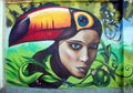 Girl-toucan. Bright graffiti