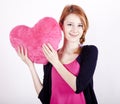 Girl with toy heart. Royalty Free Stock Photo