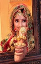 Girl in traditional dress taking part in Desert Festival, Jaisalmer, India