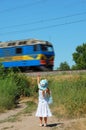 Girl and train