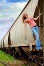 Girl on train Royalty Free Stock Photo