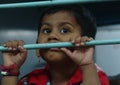 Girl in train, Mumbai, India