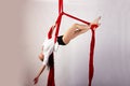 Girl training on aerial silks