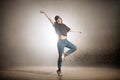 Girl training dance movies on tiptoe with smooth motion Royalty Free Stock Photo