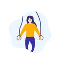 Girl training with gymnastic rings, vector