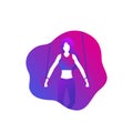 Girl training with gymnastic rings, vector icon