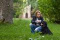 Girl training her dog