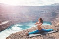 Girl training yoga pose outdoor Royalty Free Stock Photo