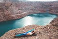 Girl training yoga pose outdoor Royalty Free Stock Photo