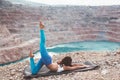 Girl training yoga pose outdoor Royalty Free Stock Photo