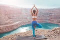 Girl training yoga pose outdoor Royalty Free Stock Photo