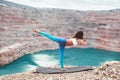 Girl training yoga pose outdoor Royalty Free Stock Photo