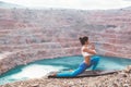 Girl training yoga pose outdoor Royalty Free Stock Photo